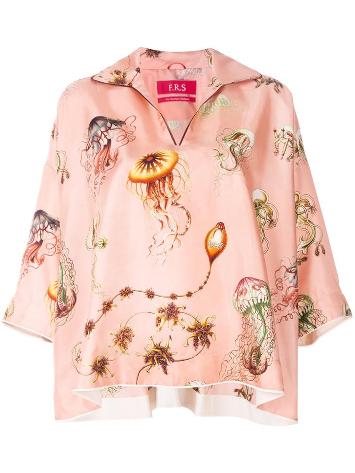 F.r.s For Restless Sleepers Sealife Print Blouse - Pink & Purple