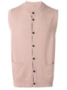 Lardini Sleeveless Cardigan, Men's, Size: Large, Pink/purple, Cotton
