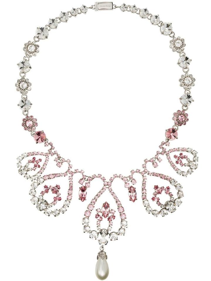 Miu Miu Swirl Embellished Necklace - Pink