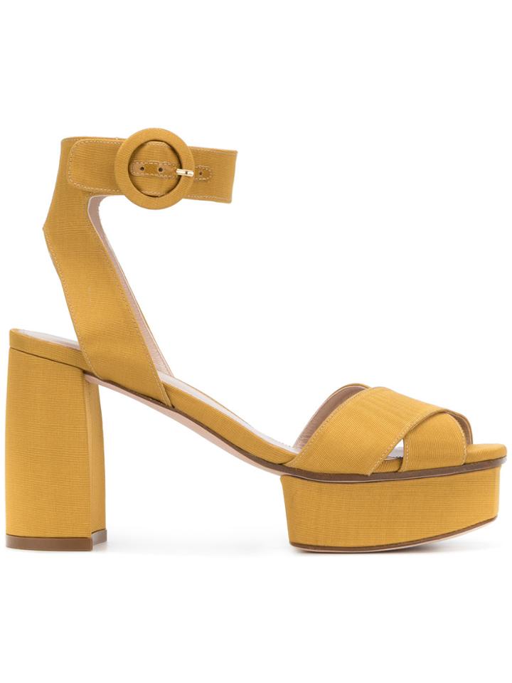 Stuart Weitzman Carmina Platform Sandals - Yellow & Orange