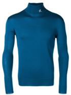 Raf Simons Logo Embroidered Roll Neck Sweater - Blue