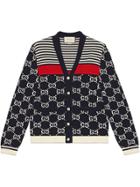 Gucci Gg And Stripes Knit Cardigan - Blue