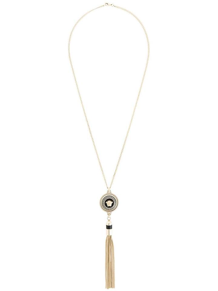 Versace Greca And Medusa Tassel Necklace, Women's, Metallic