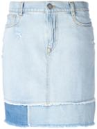 Vivienne Westwood Anglomania Frayed Straight Denim Skirt, Women's, Size: 26, Blue, Cotton