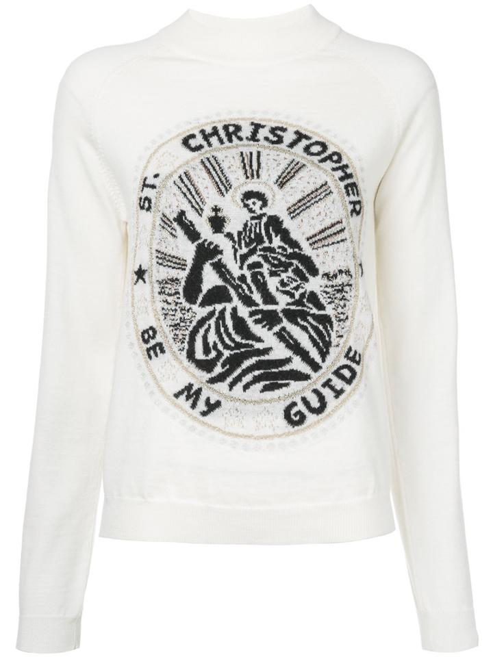 Christopher Kane - Saint Christopher Sweatshirt - Women - Nylon/polyester/mohair/metallic Fibre - L, White, Nylon/polyester/mohair/metallic Fibre