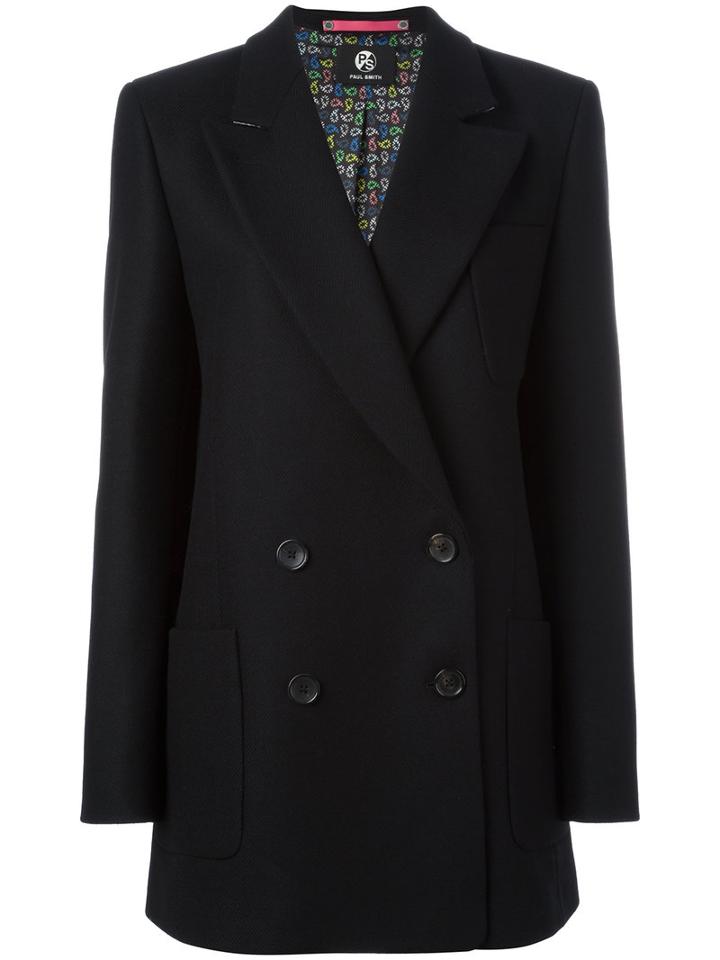 Ps By Paul Smith Double-breasted Blazer, Size: 48, Black, Polyamide/cashmere/wool/viscose