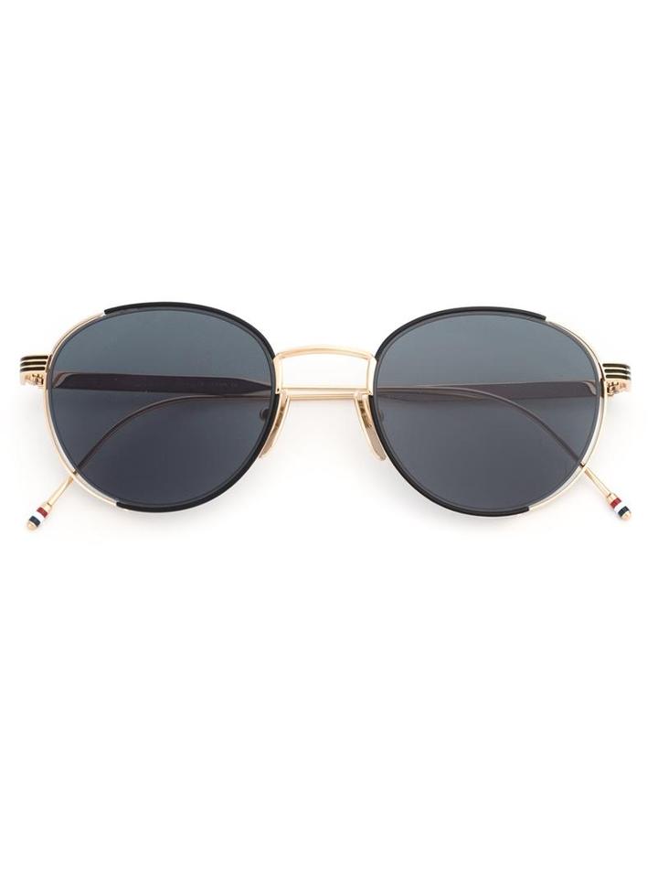 Thom Browne - Round Frame Sunglasses - Men - 12kt Gold/enamel/glass - One Size, Grey, 12kt Gold/enamel/glass