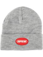 Supreme Rubber Patch Beanie Hat - Grey