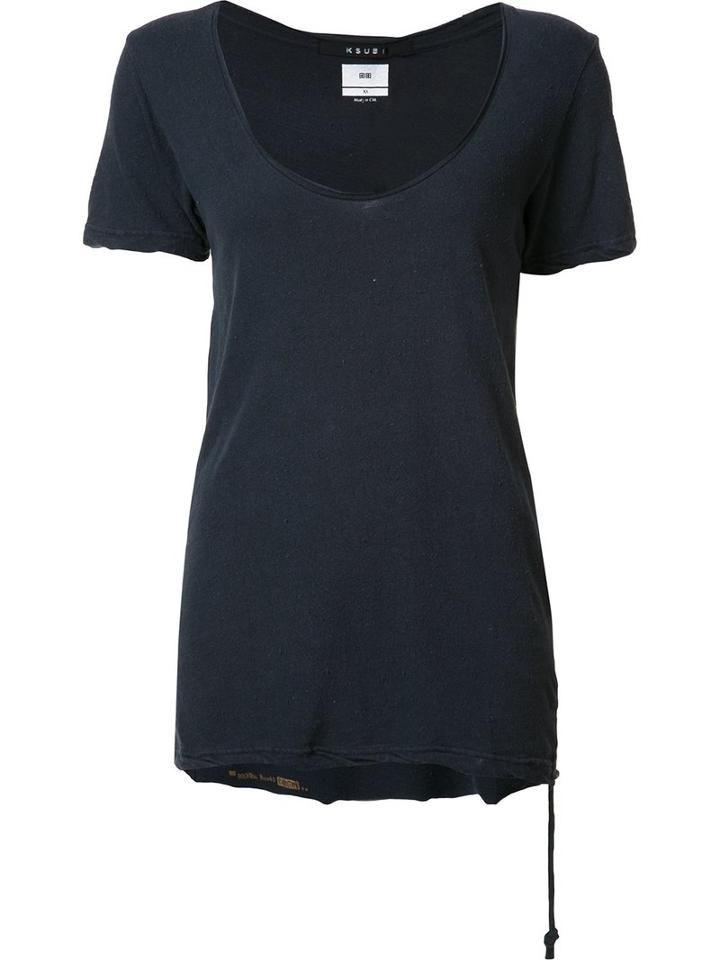 Ksubi Scoop Neck T-shirt, Women's, Size: Xs, Blue, Cotton/silk