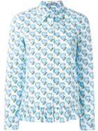 Prada Hearts Print Shirt, Women's, Size: 40, Cotton/spandex/elastane