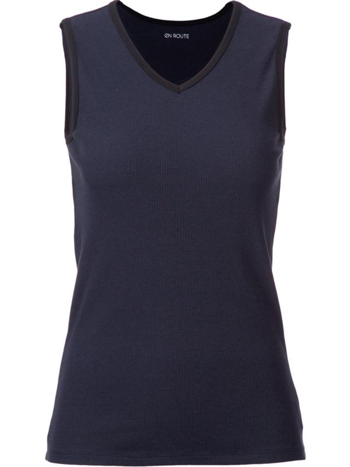 En Route Sleeveless V-neck Top, Women's, Blue, Cotton/lyocell