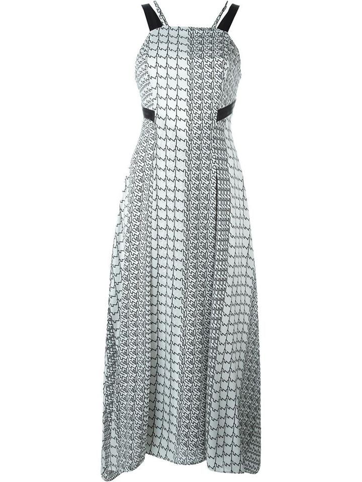 Kenzo Diagonal Stripe Dress, Women's, Size: 36, White, Silk/polyester
