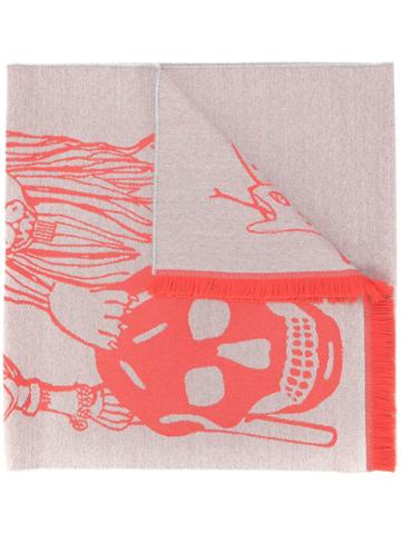 Alexander Mcqueen Royal Lion Skull Scarf - Grey