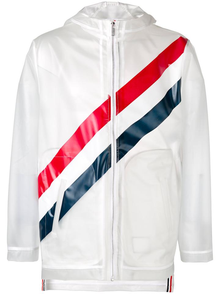 Thom Browne Translucent Raincoat, Men's, Size: 1, White, Polyurethane