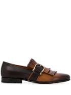Santoni Fringe Flap Monk Shoes - Brown