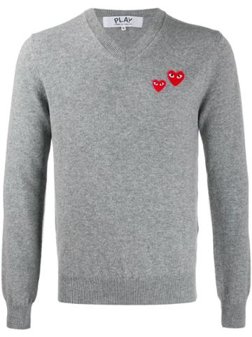 Comme Des Garçons Play Twin-heart Sweater - Grey