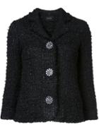 Simone Rocha Floral Motif Buttons Jacket, Women's, Size: 12, Black, Acrylic/nylon/acetate/wool