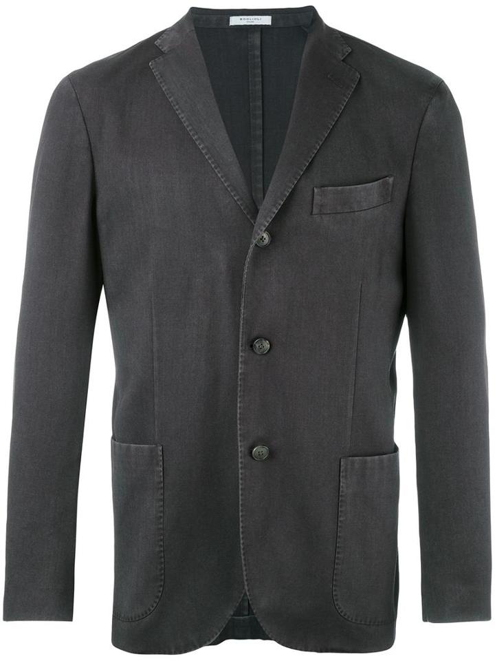 Boglioli Three Button Blazer, Men's, Size: 54, Black, Wool/cupro