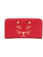 Charlotte Olympia Feline Zip Around Purse - Red