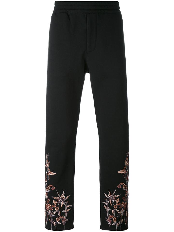 Alexander Mcqueen Embroidered Hem Jeans - Black