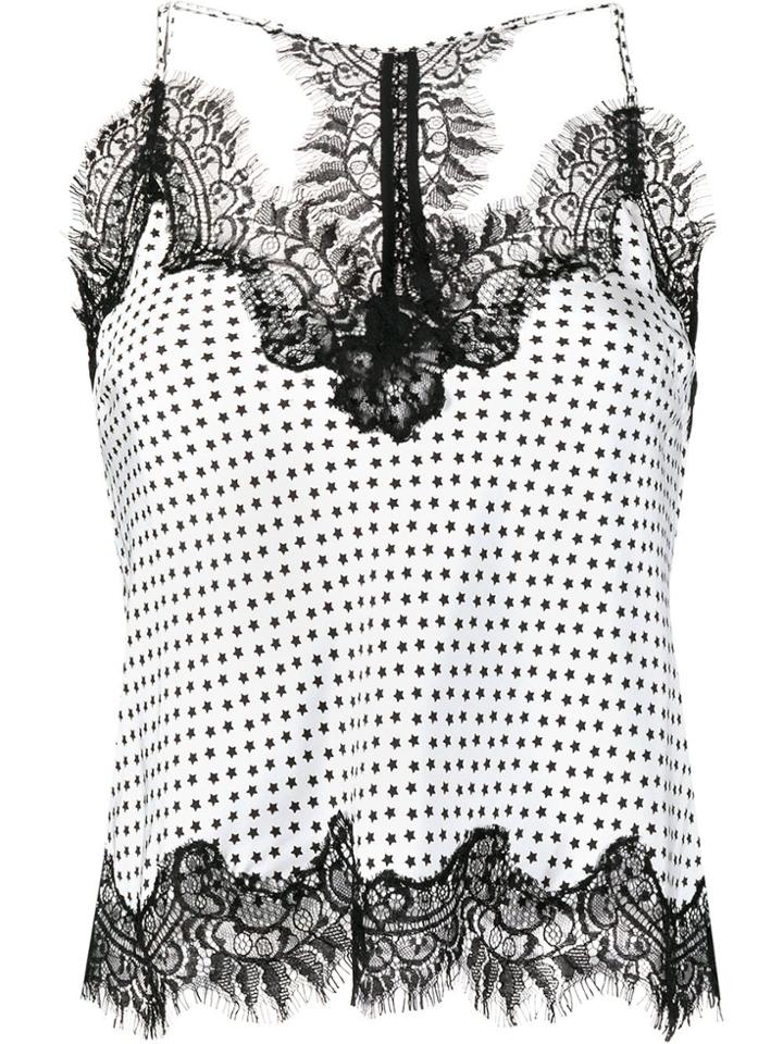 Gold Hawk Polka Dot Lace-trim Camisole - White
