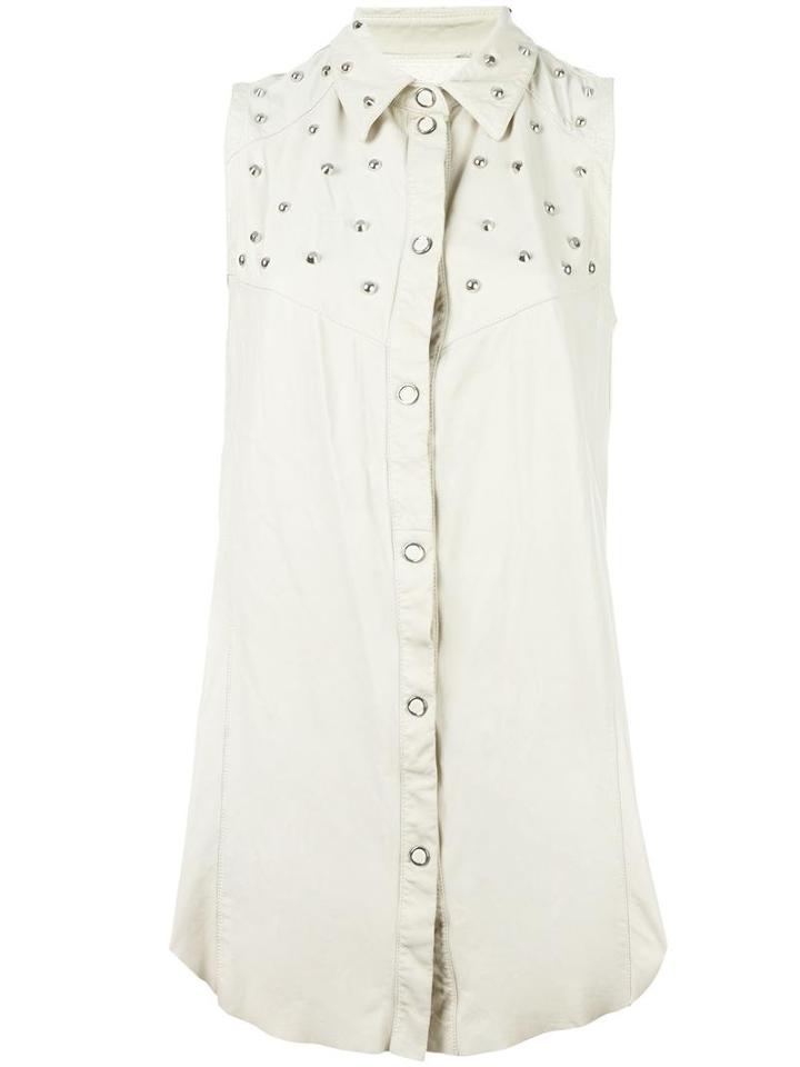 Drome Studded Sleeveless Jacket, Women's, Size: Large, Nude/neutrals, Lamb Skin