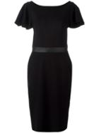 Diesel Pleated Trim Fitted Dress, Women's, Size: Small, Black, Viscose/nylon/spandex/elastane