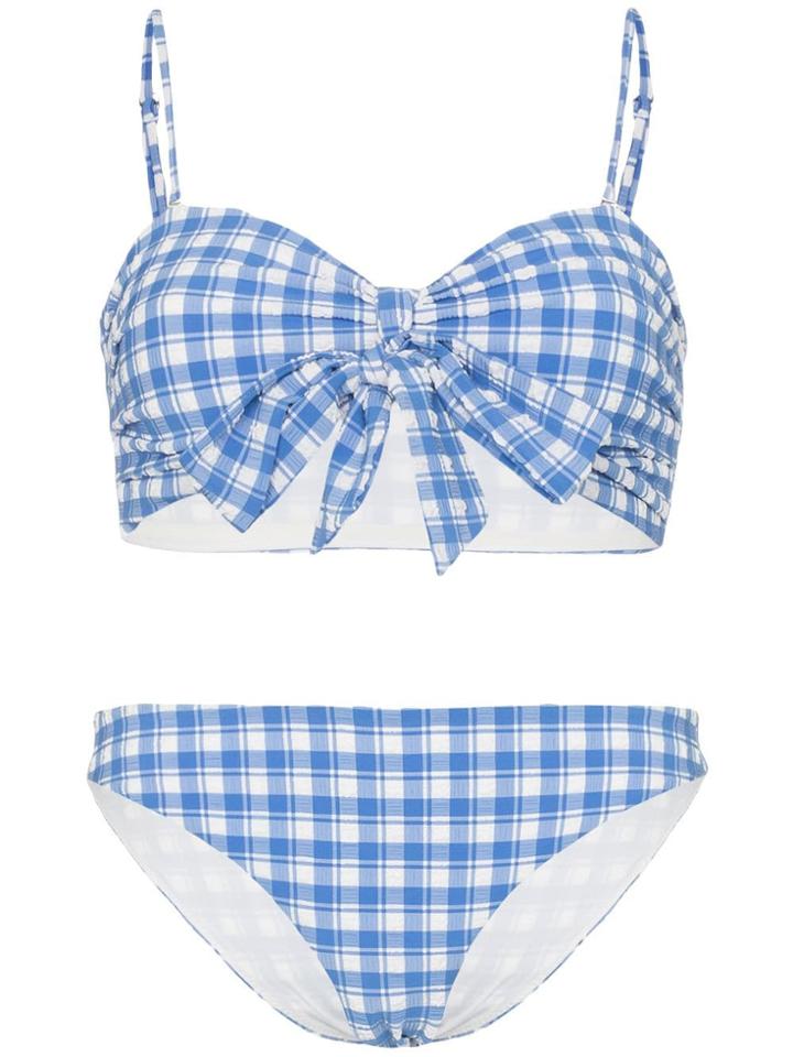 Ganni Gingham Printed Bikini Set - Blue