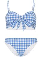 Ganni Gingham Printed Bikini Set - Blue