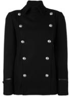 Versus Double Breasted Jacket, Women's, Size: 44, Black, Sheep Skin/shearling/polyamide/spandex/elastane/wool