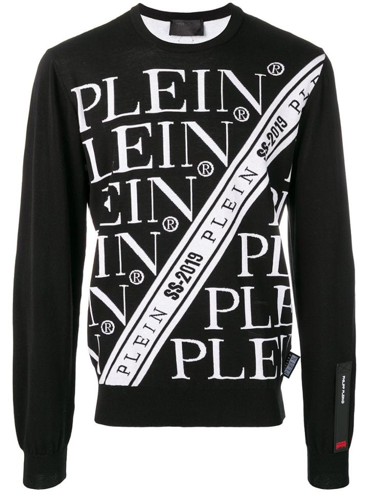 Philipp Plein Multi Logo Intarsia Jumper - Black