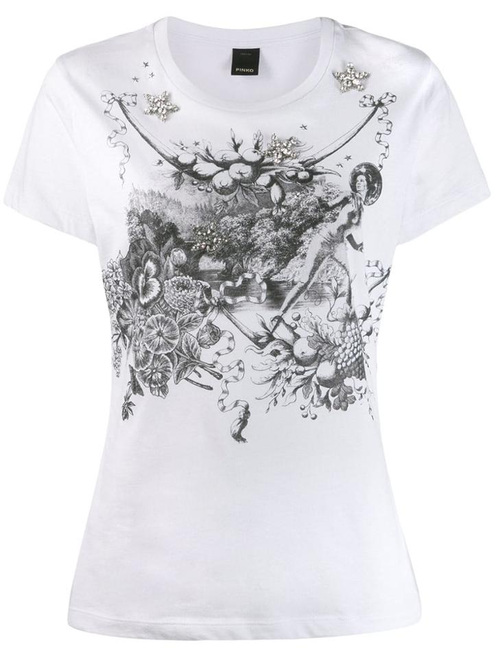 Pinko Crystal Embellished T-shirt - White