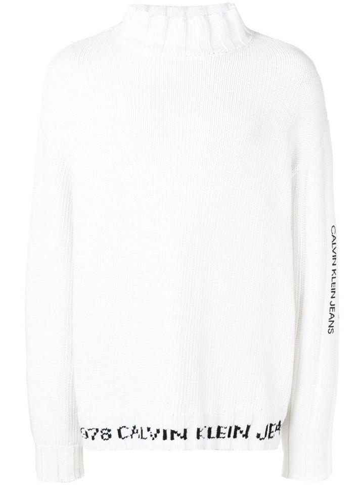 Calvin Klein Jeans Est. 1978 Logo Knit Sweater - White