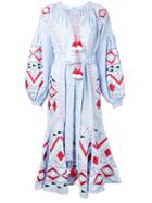 March 11 - 'flower Pixel' Dress - Women - Linen/flax - S, Blue, Linen/flax