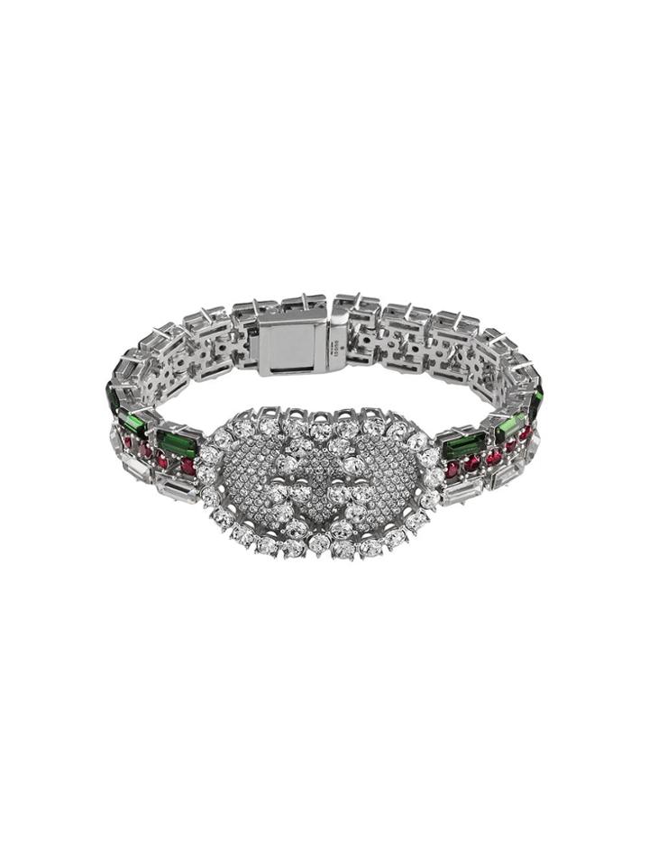 Gucci Crystal Web Bracelet - Silver