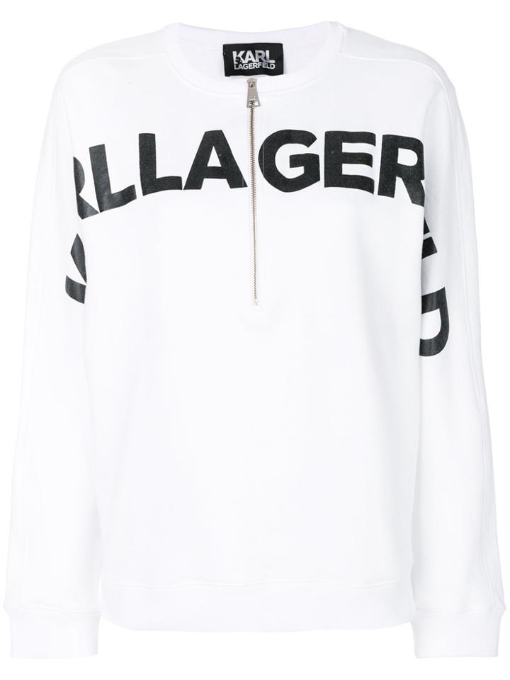 Karl Lagerfeld Logo Print Zip Hoodie - White