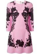 Dolce & Gabbana Rose Embroidered Dress, Women's, Size: 44, Pink/purple, Wool/silk/spandex/elastane/polyester