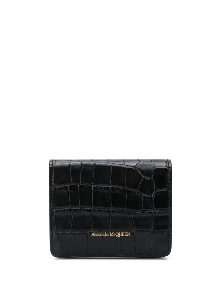 Alexander Mcqueen Croc-embossed Wallet - Black