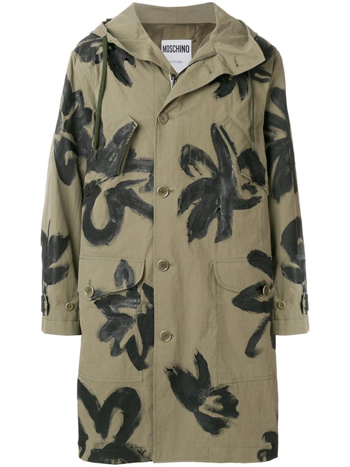 Moschino Painterly Floral Parka - Green