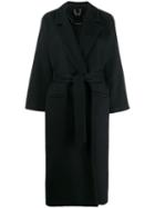 Elisabetta Franchi Tie Waist Midi Coat - Black