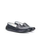 Emporio Armani Kids Logo Embossed Loafers - Blue