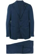 Lardini - Lapel Detail Two-piece Suit - Men - Silk/cotton/polyester - 50, Blue, Silk/cotton/polyester