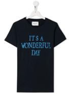 Alberta Ferretti Kids Teen Glitter Slogan T-shirt - Blue