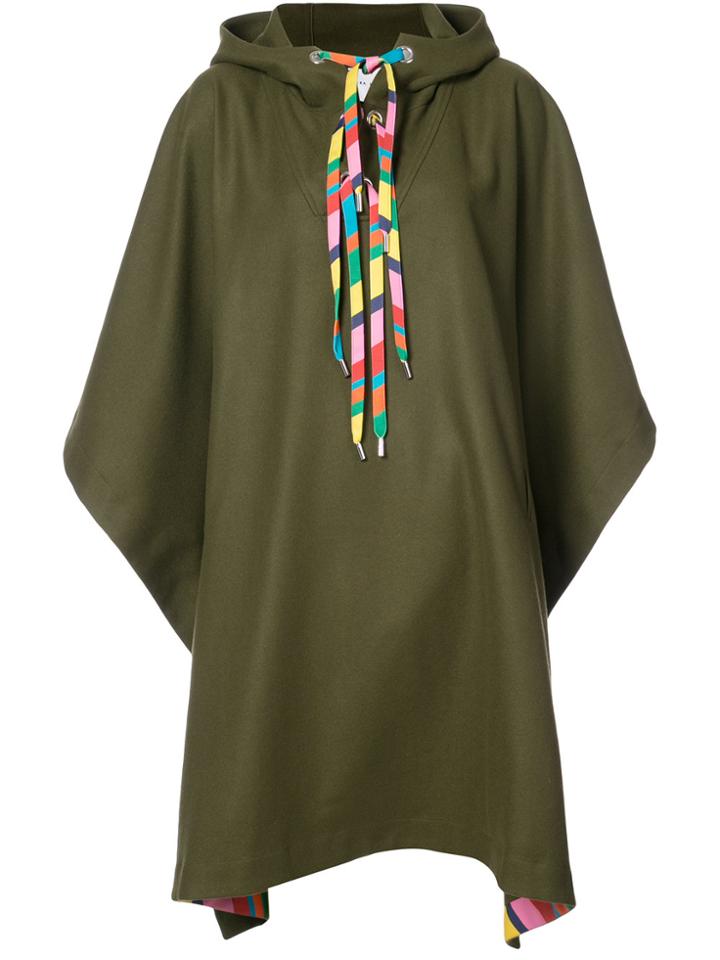 Mira Mikati Embroidered Oversized Poncho - Green