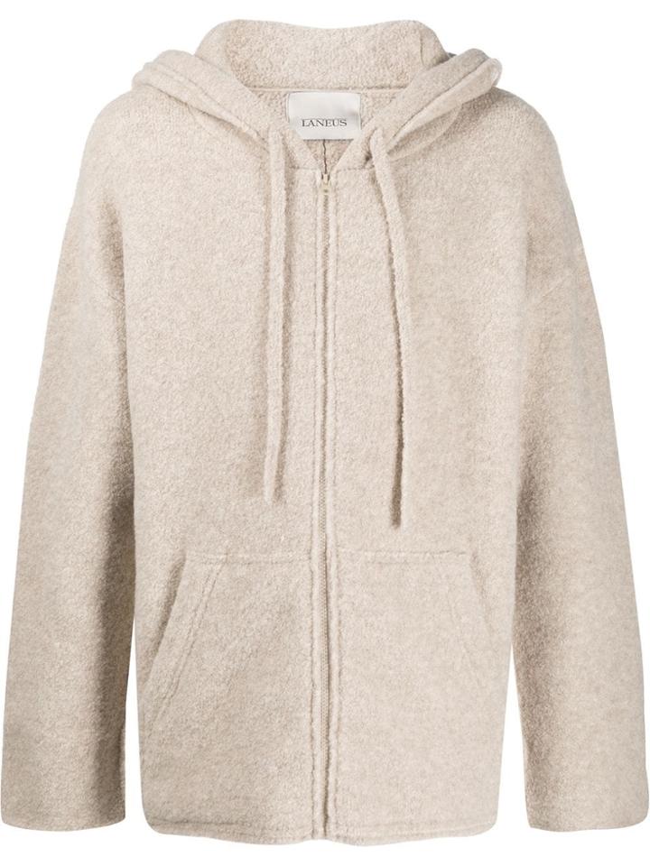 Laneus Drawstring Shearling Hoodie - Neutrals