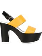 Pollini Heeled Sandals, Women's, Size: 37, Yellow/orange, Leather/rubber