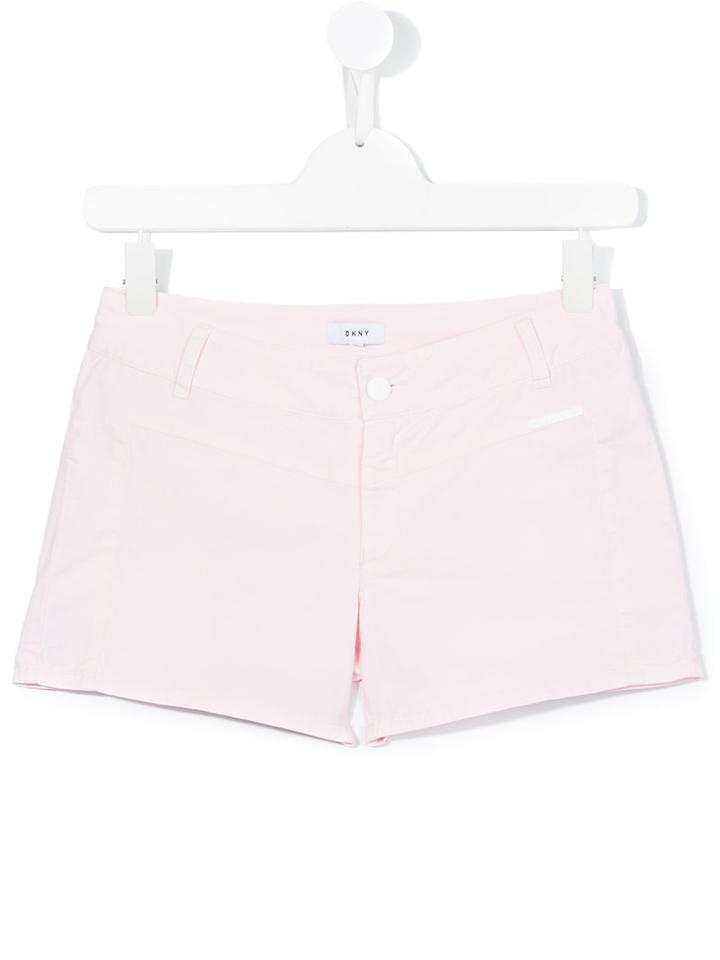 Dkny Kids - Teen Logo Plaque Shorts - Kids - Cotton/elastodiene - 16 Yrs, Girl's, Pink/purple
