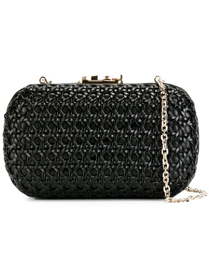 Corto Moltedo - Susan C Star Clutch Bag - Women - Calf Leather/leather/silk Satin - One Size, Women's, Black, Calf Leather/leather/silk Satin
