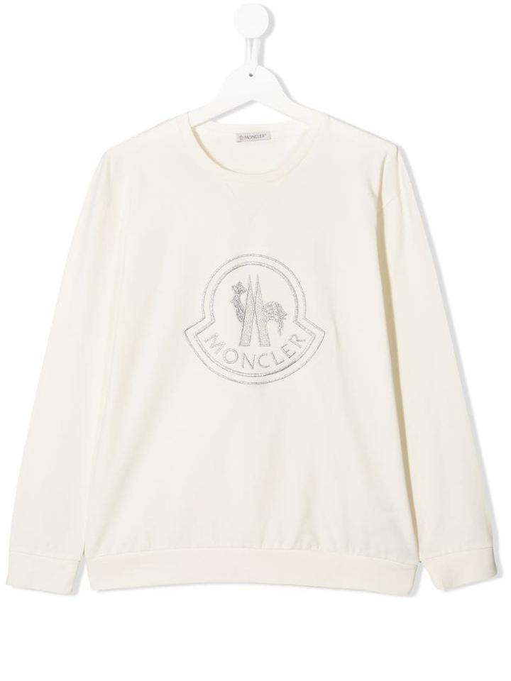Moncler Kids Logo Embroidered Sweatshirt - White