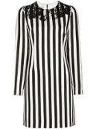 Valentino Striped Long Sleeved Dress - Black